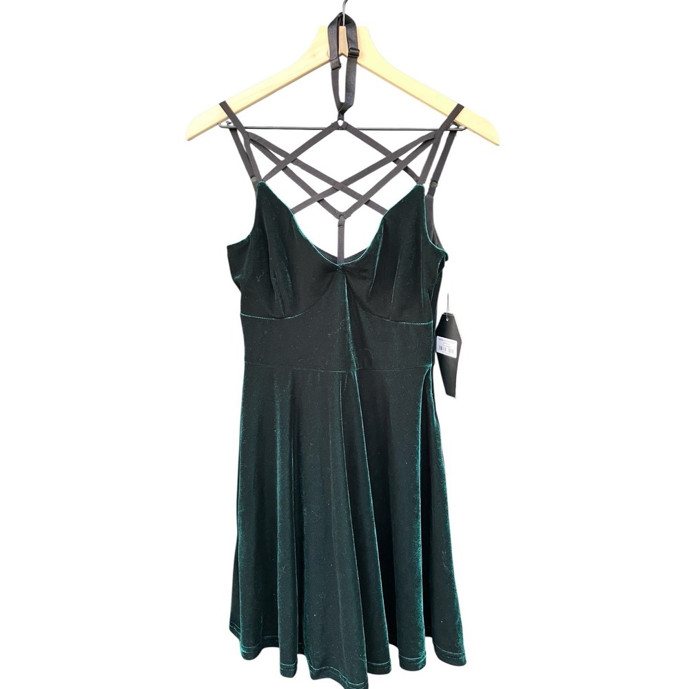 NWT Killstar Magica Skater Dress Emerald Velvet Whimsigoth